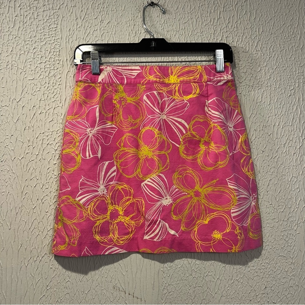 Tori Richard Honolulu Jacquard Floral Pink mini skirt size 2